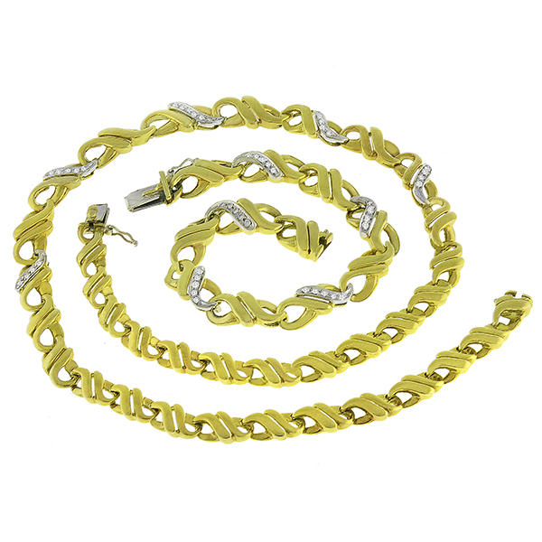 1.50ct Diamond Gold Infinity Necklace And Bracelet Set