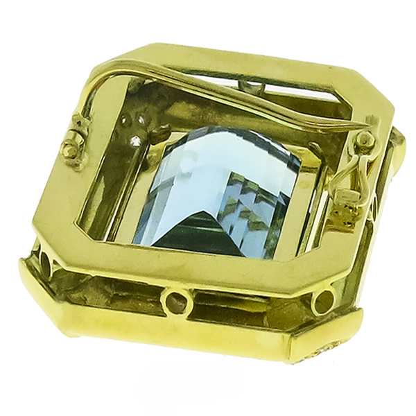 25.00ct Aquamarine 0.50ct Diamond Gold Pin/Pendant 