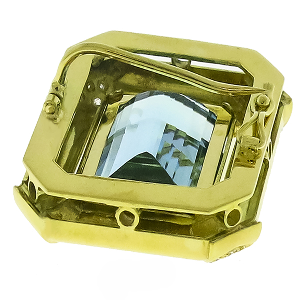 25.00ct Aquamarine 0.50ct Diamond Gold Pin/Pendant 