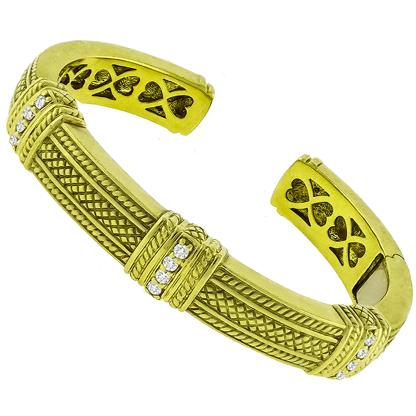 Judith Ripka 0.60ct Diamond Gold Bangle