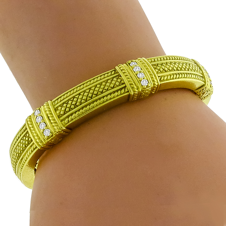 Judith Ripka 0.60ct Diamond Gold Bangle