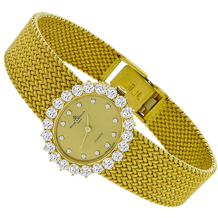 Baume & Mercier 3.30ct Diamond Gold Watch 