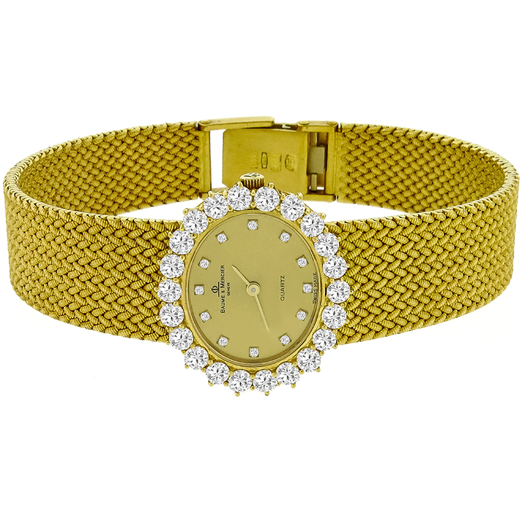 Baume & Mercier 3.30ct Diamond Gold Watch 