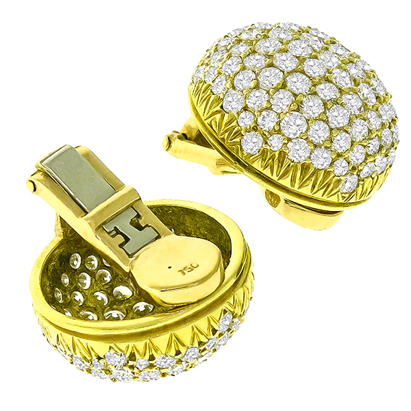 6.60ct Diamond Gold Button Earrings