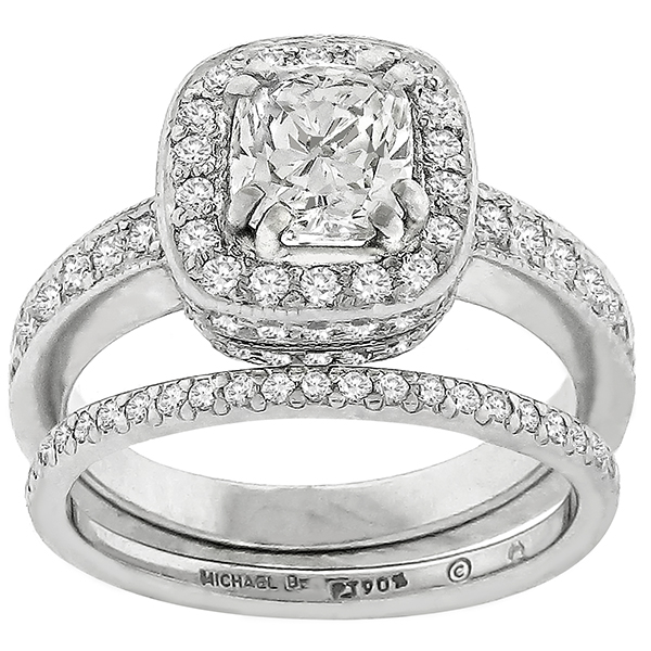 GIA 0.92ct Diamond Engagement Ring And Wedding Band Set