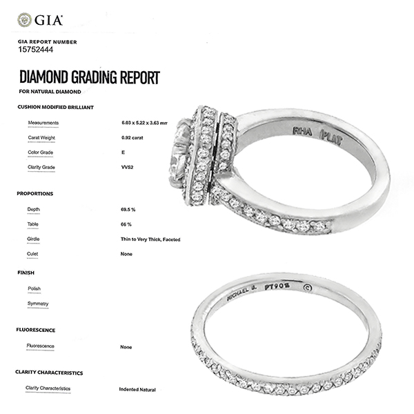 GIA 0.92ct Diamond Engagement Ring And Wedding Band Set