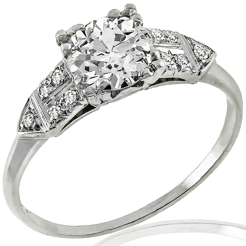 Art Deco GIA 1.02ct Diamond Engagement Ring