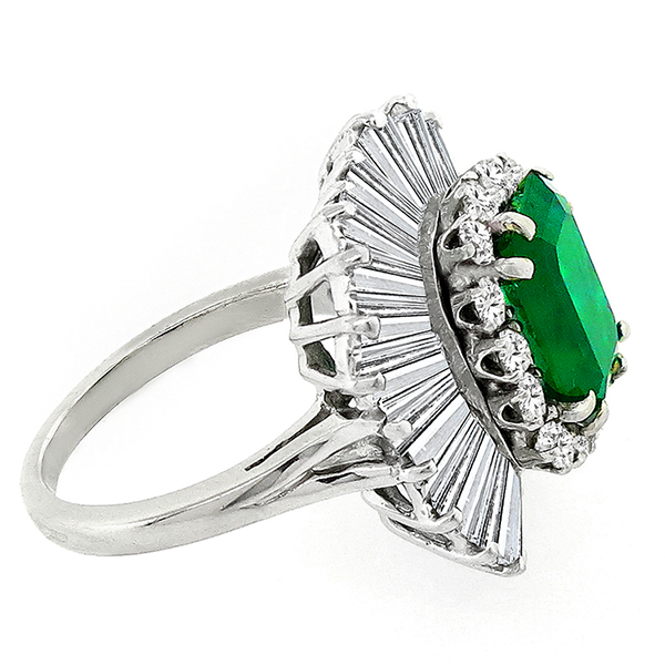 2.41ct Emerald 2.15ct Diamond Ballerina Ring