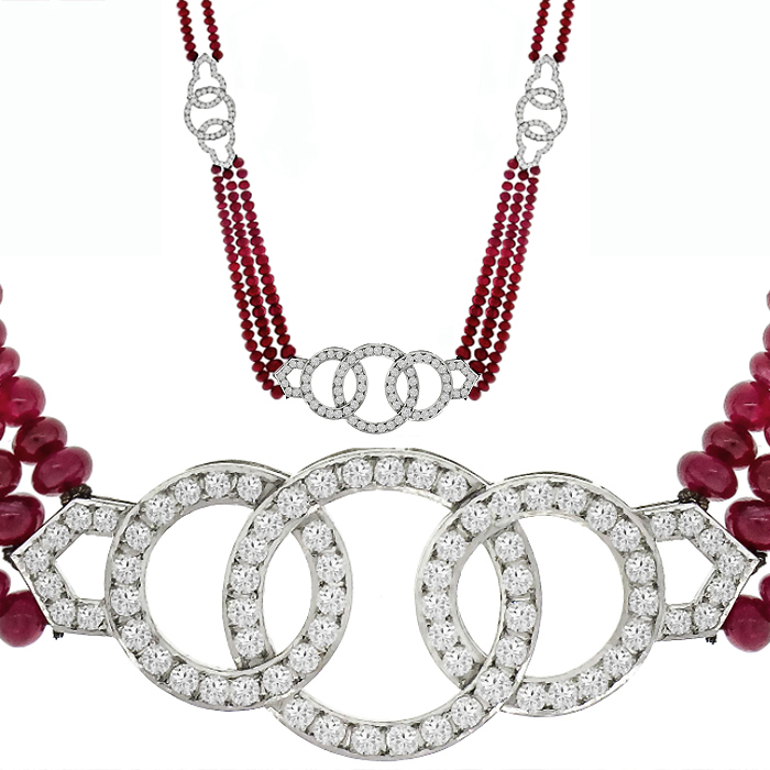 15.00ct Ruby 3.00ct Diamond Gold Necklace