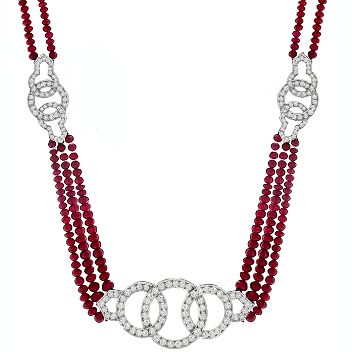 15.00ct Ruby 3.00ct Diamond Gold Necklace