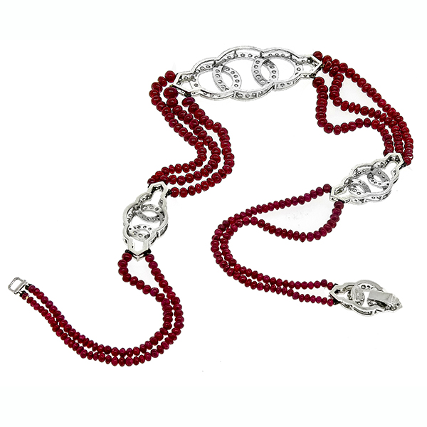 15.00ct Ruby 3.00ct Diamond Gold Necklace