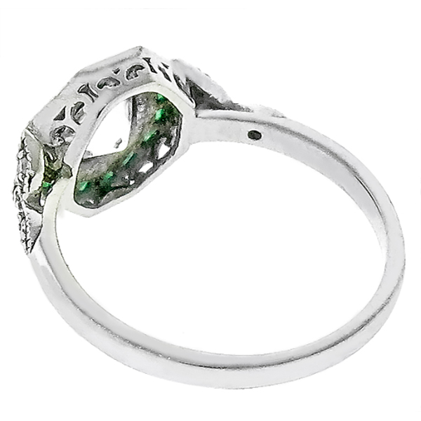 Estate GIA Certified 1.02ct Diamond Emerald Engagement Ring