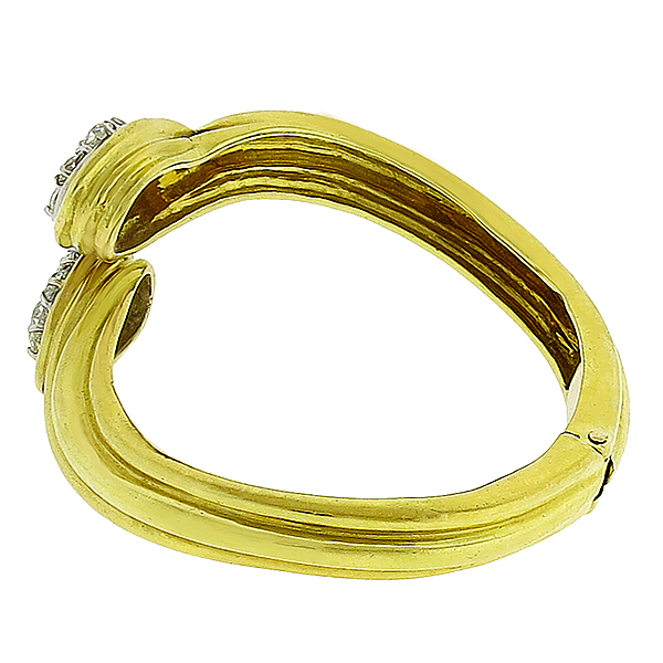 Estate 2.50ct Diamond 2 Tone Gold Bangle 