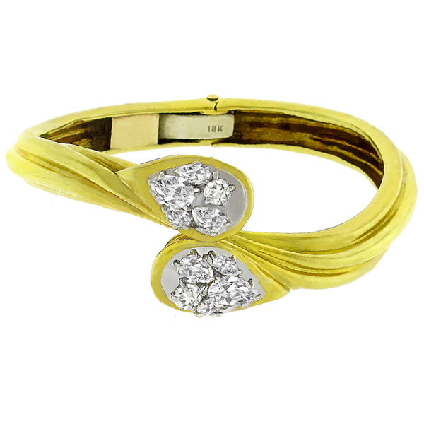 Estate 2.50ct Diamond 2 Tone Gold Bangle 