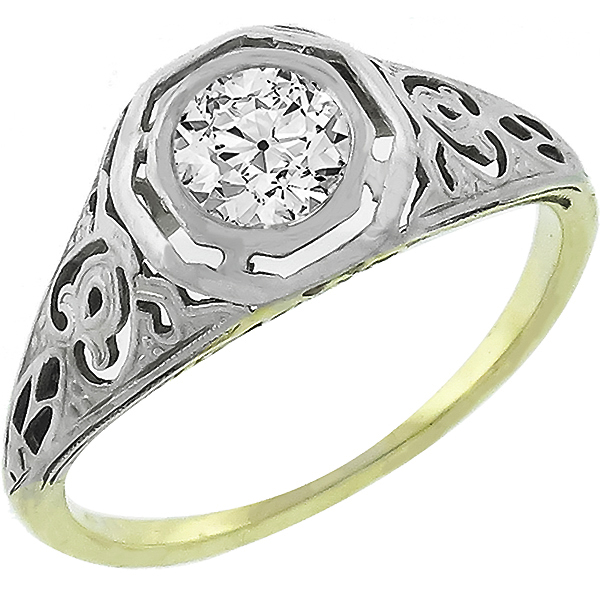 diamond 14k yellow and white gold engagement ring  1