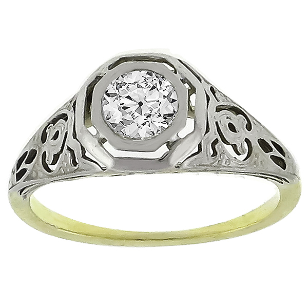 diamond 14k yellow and white gold engagement ring  1