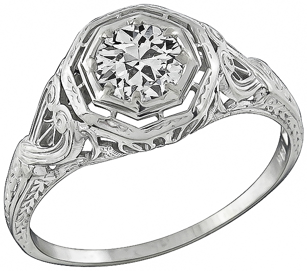 Antique 0.53ct Diamond Engagement Ring Photo 1