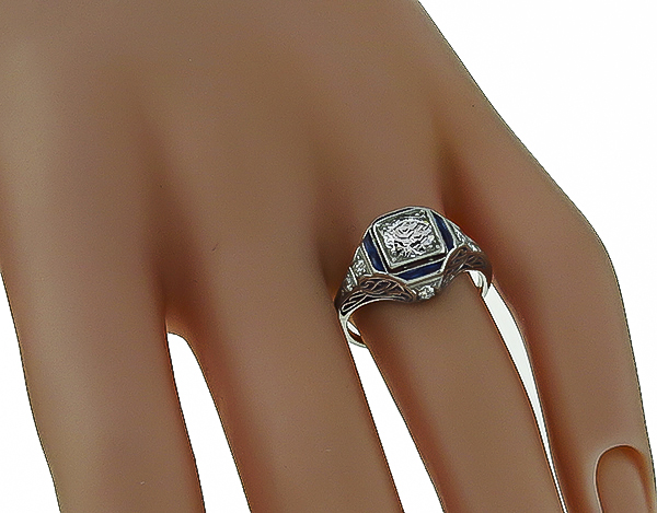 Antique 0.70ct Diamond Sapphire Engagement Ring Photo 1