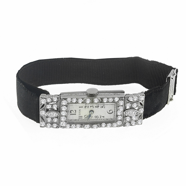 art deco platinum diamond watch 1