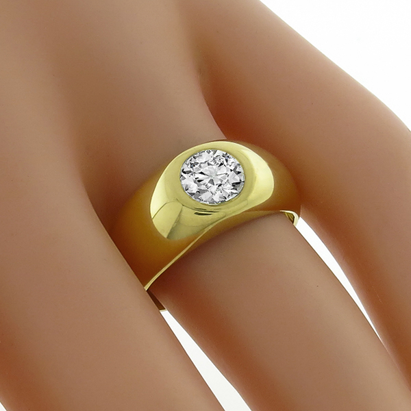 18k yellow gold diamond gypsy ring 1