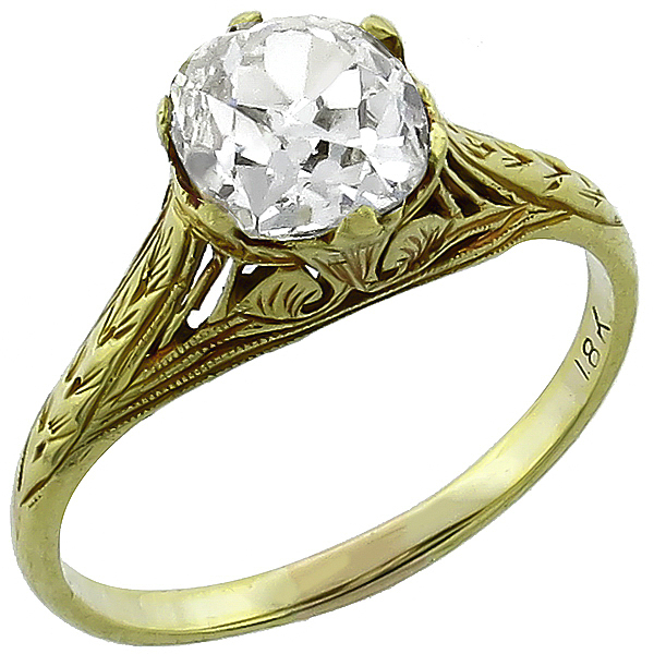 diamond 18k yellow gold engagement ring  1
