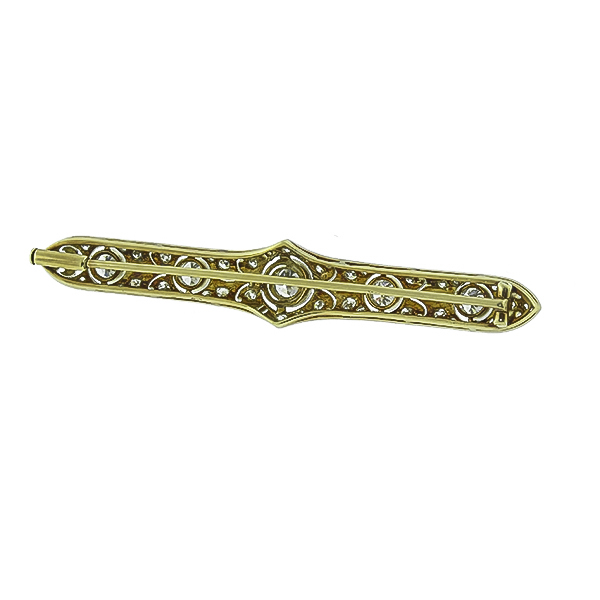 diamond platinum 14k yellow gold pin  1