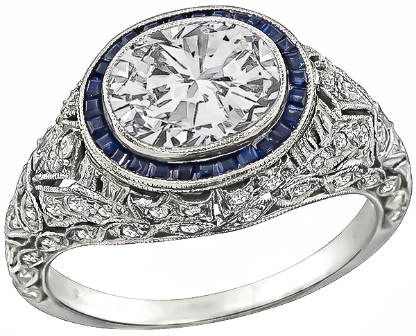 Antique 1.50ct Diamond Sapphire Engagement Ring