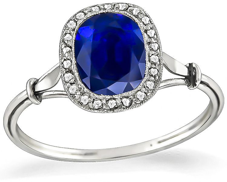 Antique 1.62ct Sapphire Engagement Ring