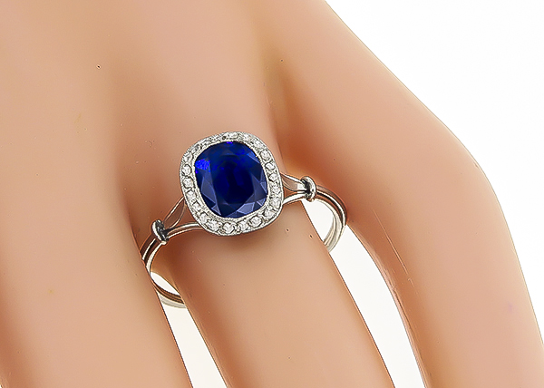 Antique 1.62ct Sapphire Engagement Ring