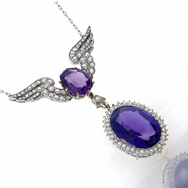 amethyst diamond platinum necklace 1