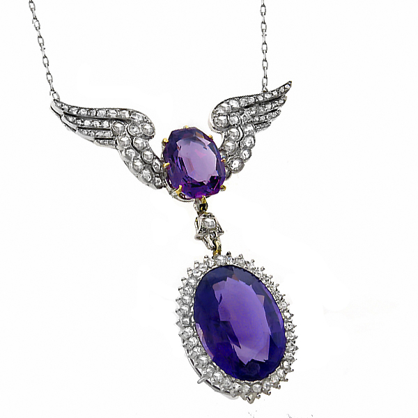 amethyst diamond platinum necklace 1