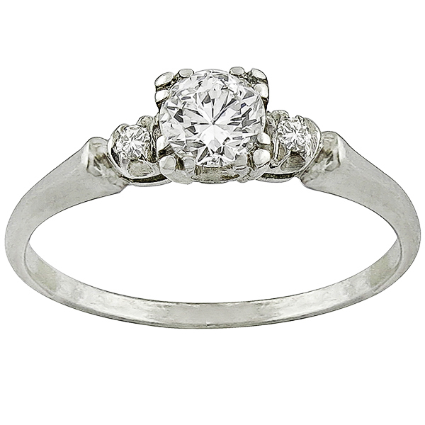 Antique 1920s 0.40ct Old Mine Brilliant Diamond Platinum Engagement Ring 