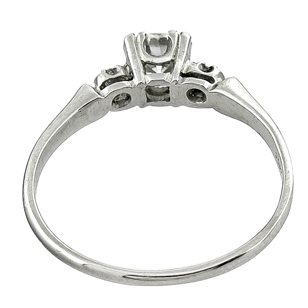 Antique 1920s 0.40ct Old Mine Brilliant Diamond Platinum Engagement Ring 