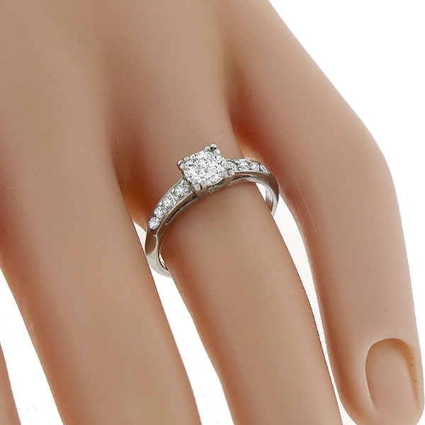 Antique 1920s  0.50ct Old Mine Cut Diamond Platinum Engagement Ring