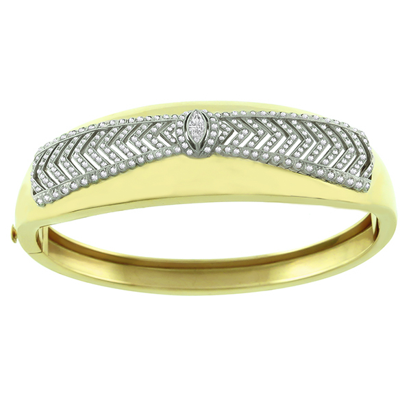 Edwardian in 1940s 14k yellow and white gold bangle 1