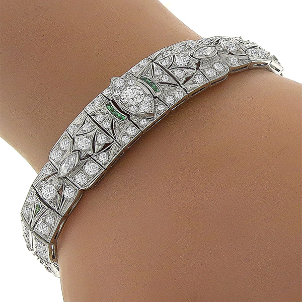Diamond Emerald Platinum Bracelet
