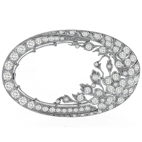 Diamond Platinum Oval Pin