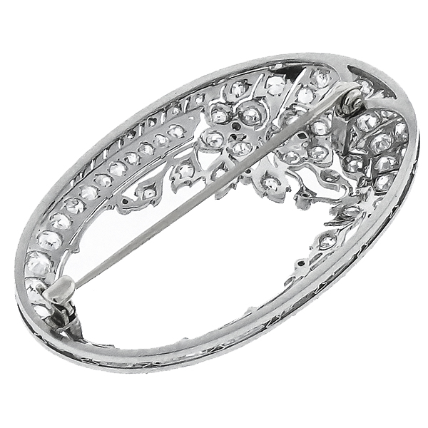 Diamond Platinum Oval Pin