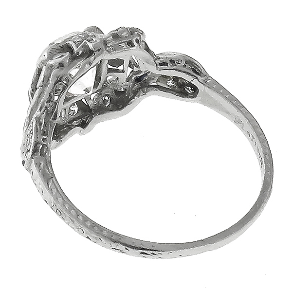 Art Deco 2.19ct Diamond Sapphire Platinum  Engagement Ring 1