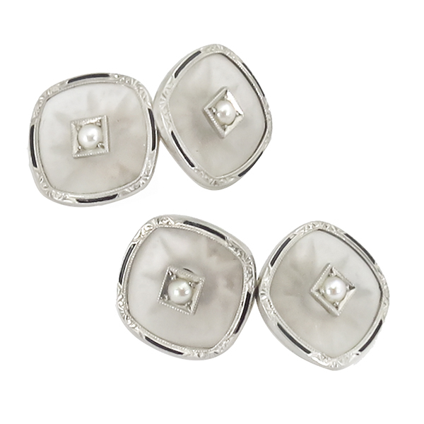 antique 14k yellow and white gold  cufflinks 1