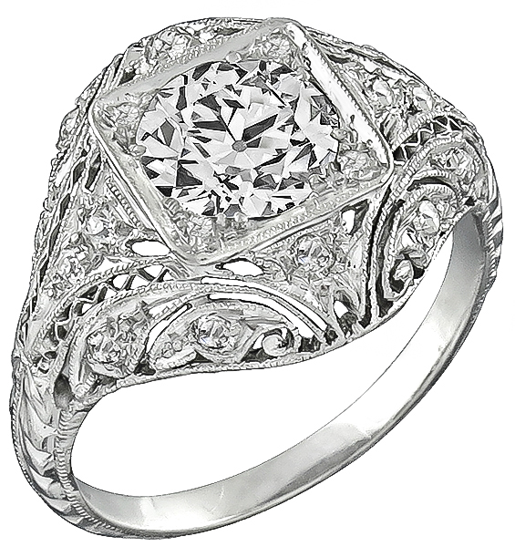 Antique EGL 1.22ct Diamond Engagement Ring Photo 1
