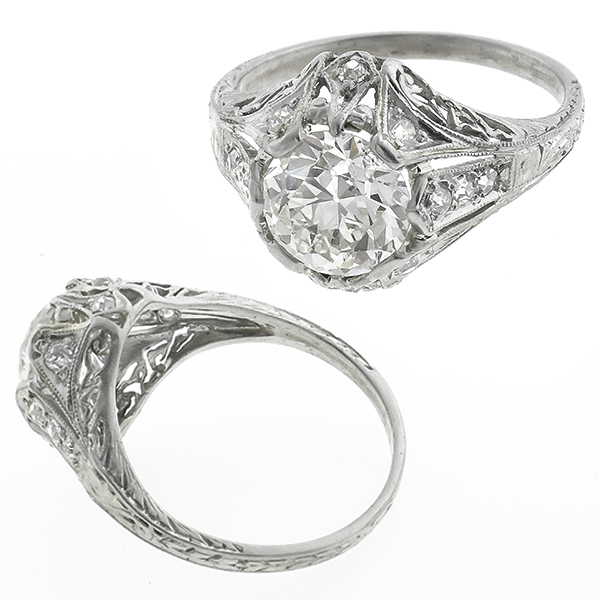  antique diamond platinum engagement ring 1