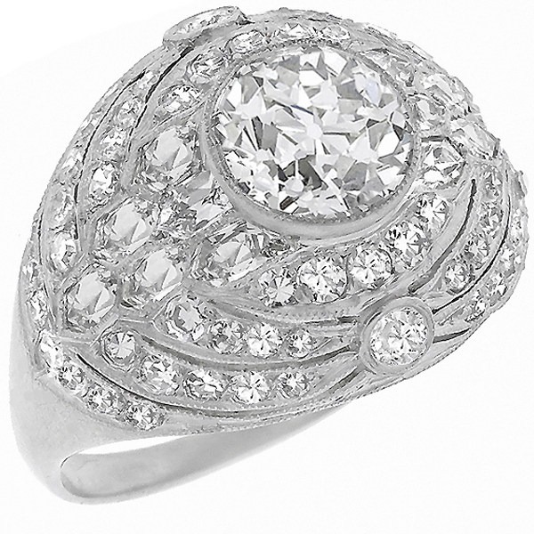 art deco  platinum diamond engagement ring 1