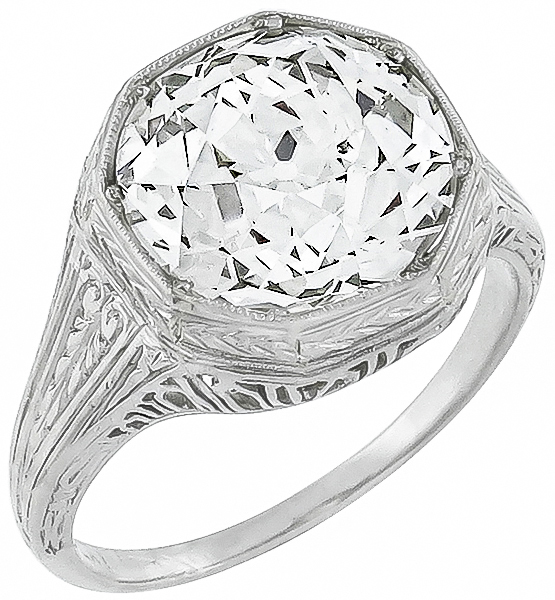 antique egl certified 3.93ct diamond engagement ring photo 1