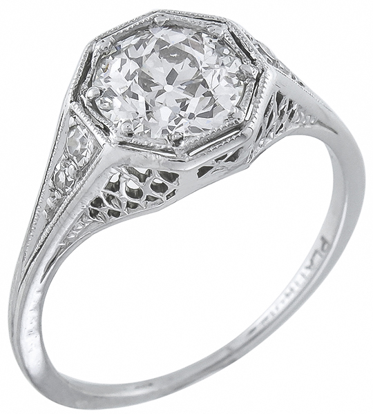 antique 1.14ct diamond engagement ring photo 1