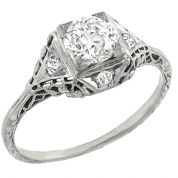 diamond 18k white gold engagement ring  1