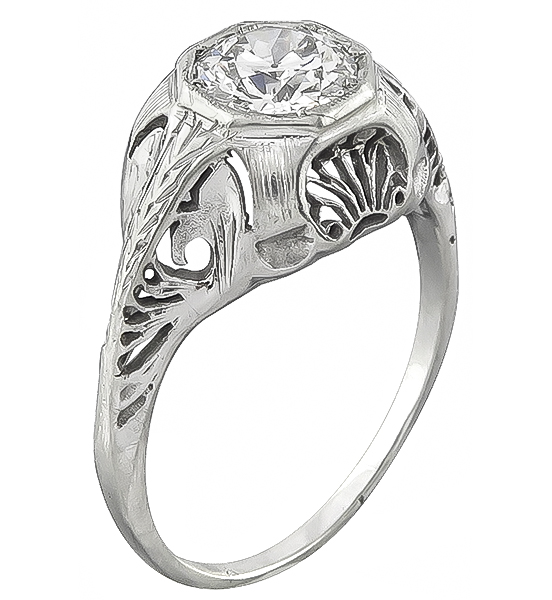 Antique GIA Certified 0.90ct Diamond Engagement Ring