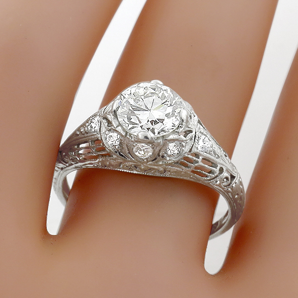 diamond platinum engagement ring  1