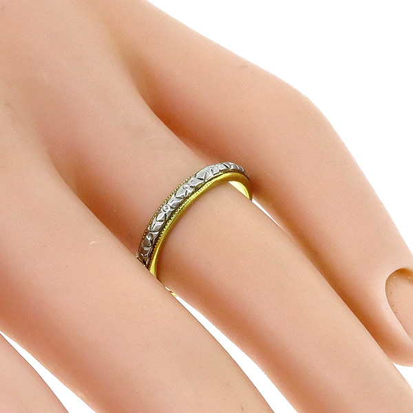 Antique 2 Tone Gold Wedding Band