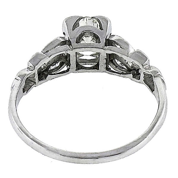 Art Deco 0.65ct Round Brilliant Diamond Platinum Engagement Ring